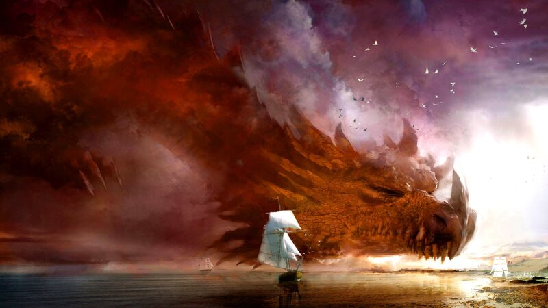 Dragon over the sea