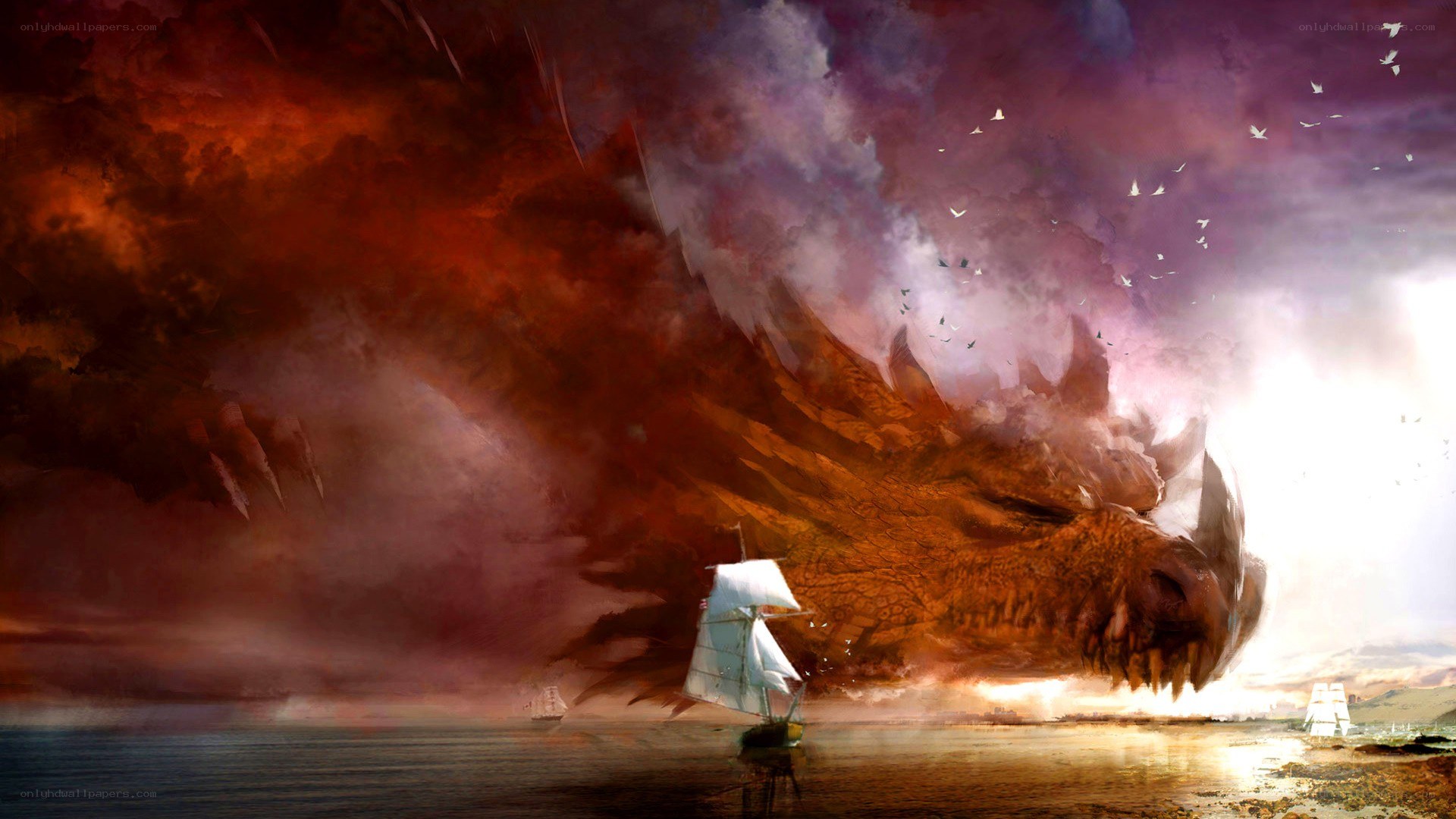 Dragon over the sea
