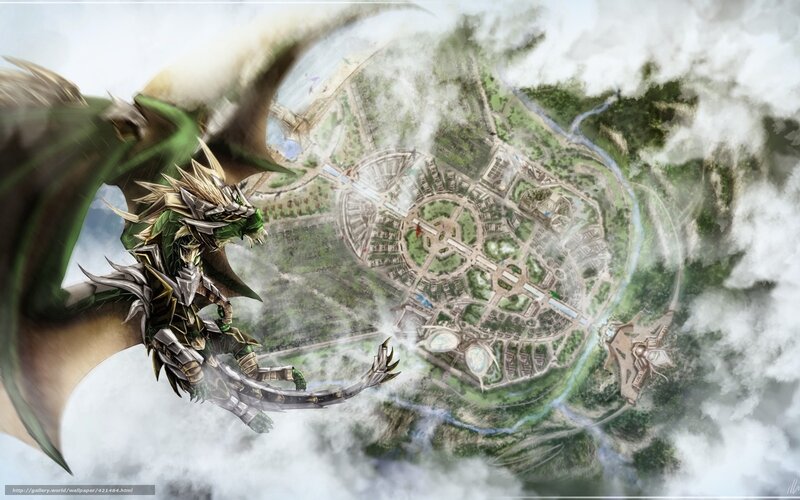 dragon overlooking a city