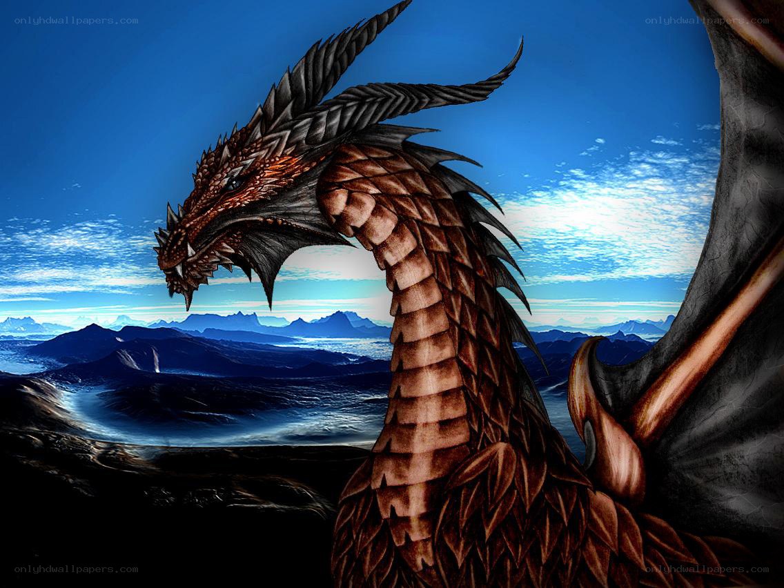 dragon overlooking mountain range