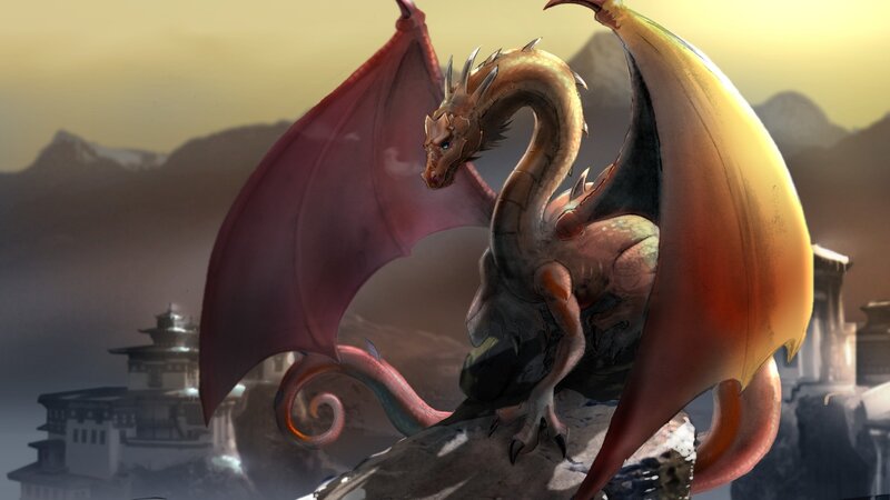 dragon perched on a cliff