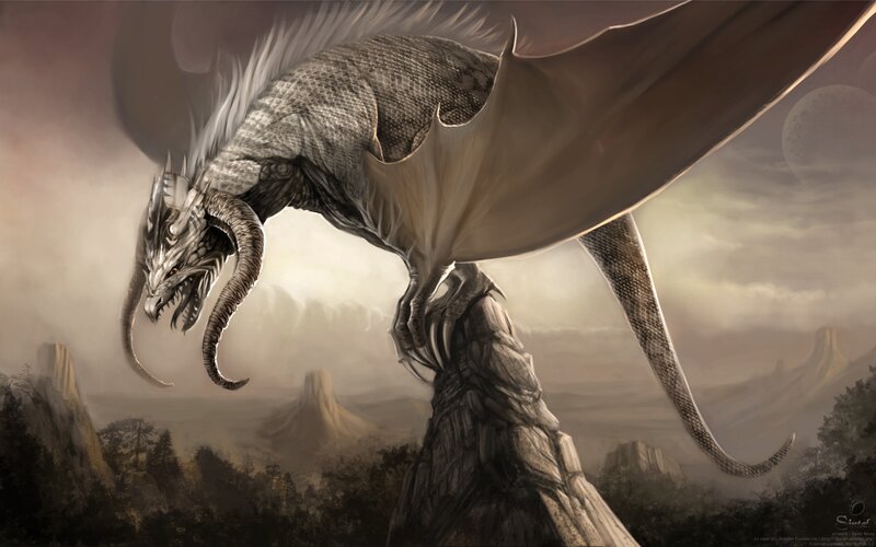 dragon perched on a cliff