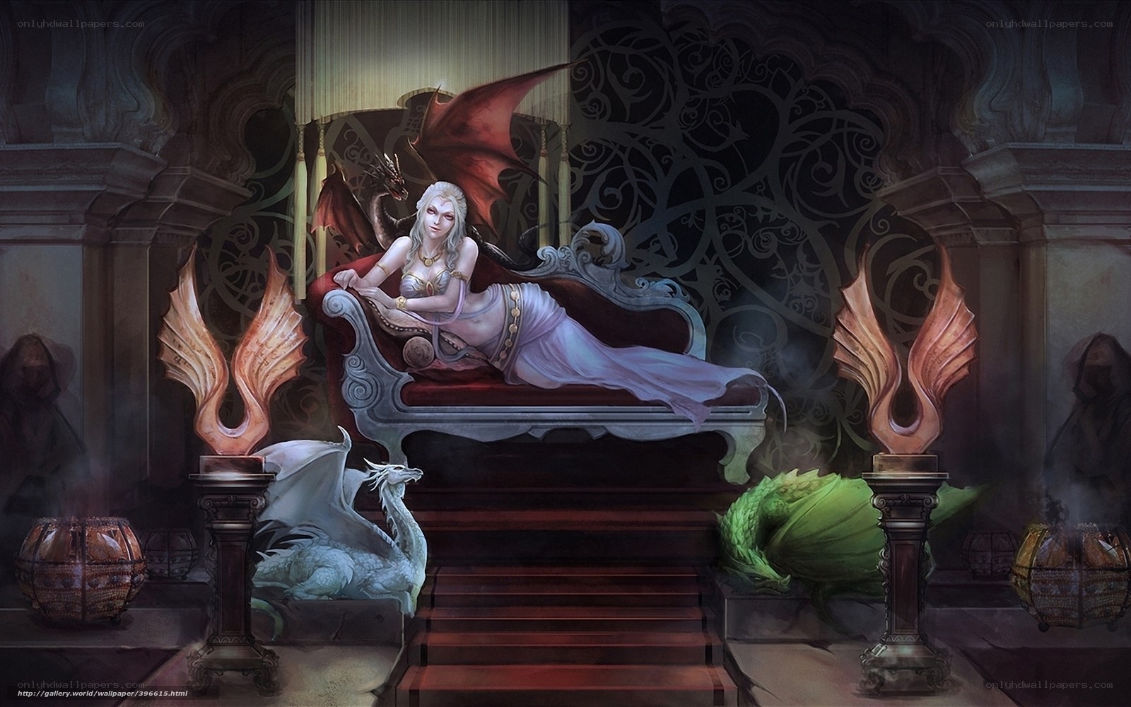 Dragon queen on a throne
