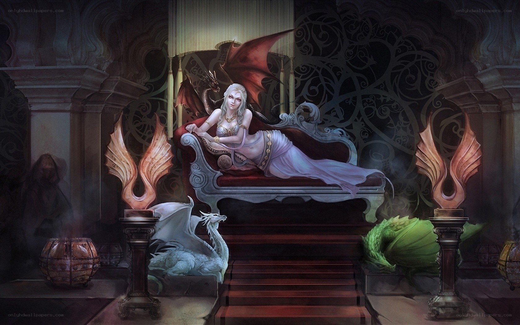 Dragon queen on a throne
