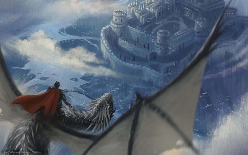 dragon rider approaching castle