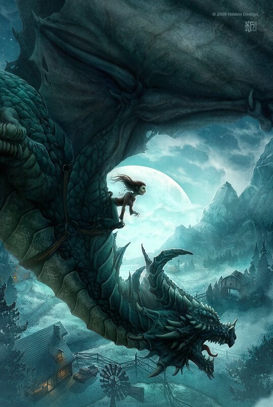 dragon rider at moonrise
