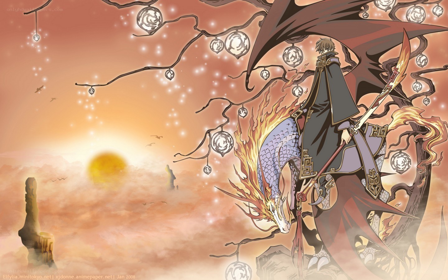dragon rider at sunset