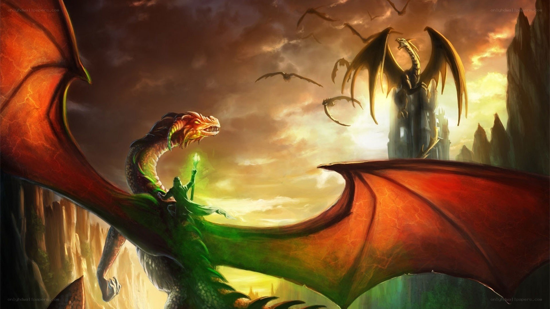 dragon rider facing a dragon army