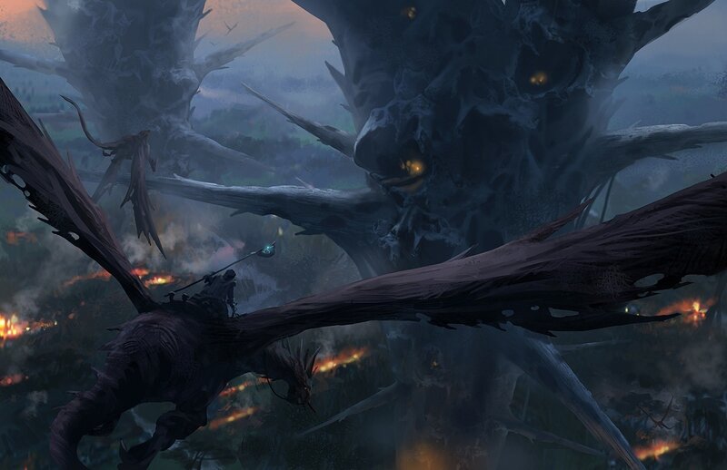 Dragon Rider Facing Tree Monster