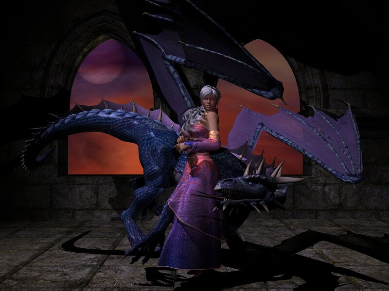 dragon rider in a castle