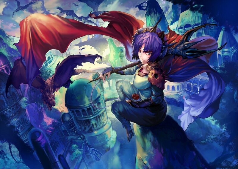dragon rider in a fantasy city