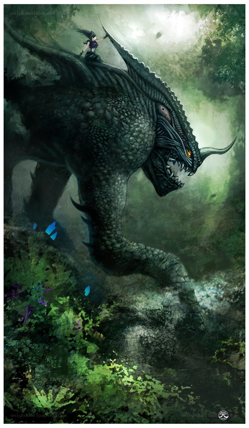 dragon rider in a forest