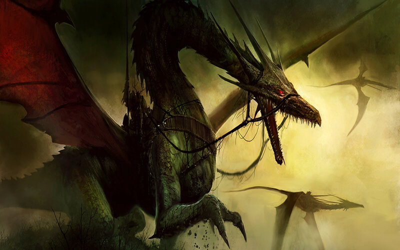 dragon rider in a storm