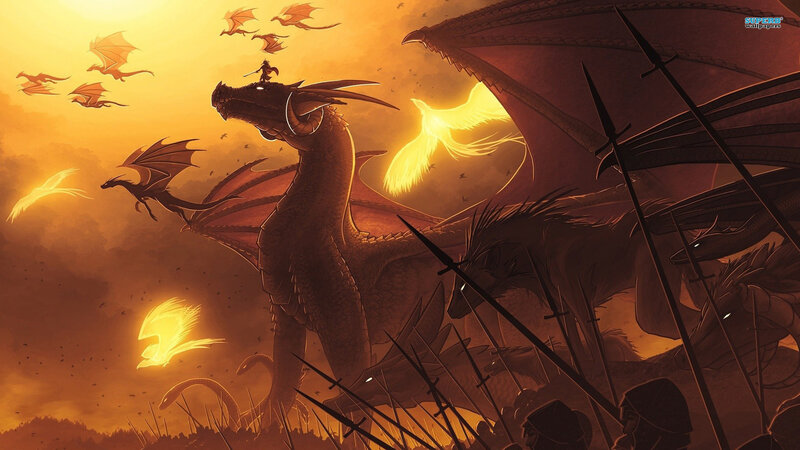 Dragon Rider in Battle — Orange
