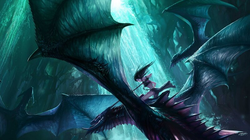 dragon rider in cavern