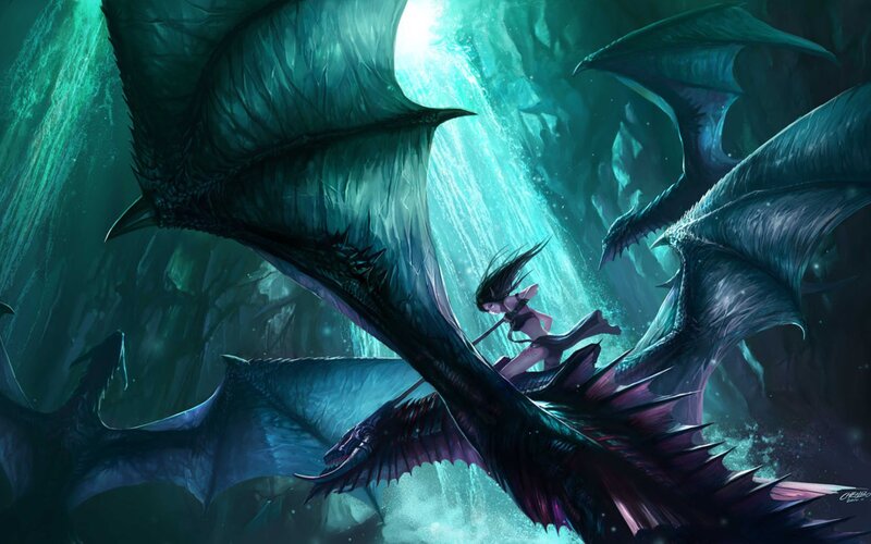 dragon rider in cavern