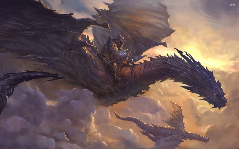 Dragon Rider in Clouds