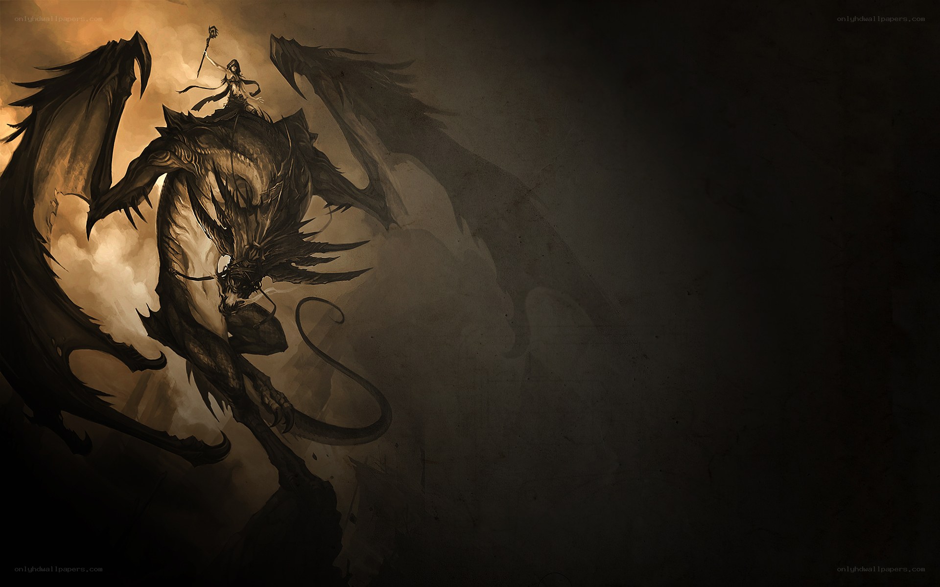 dragon rider in dark fantasy