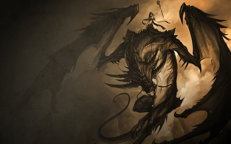 dragon rider in dark fantasy