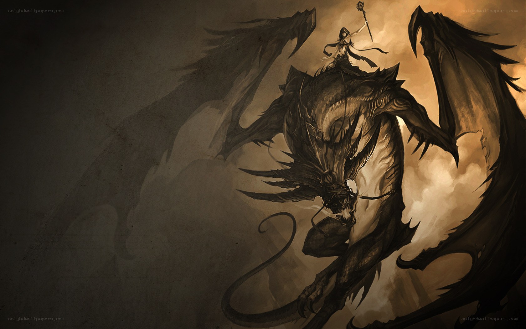 dragon rider in dark fantasy