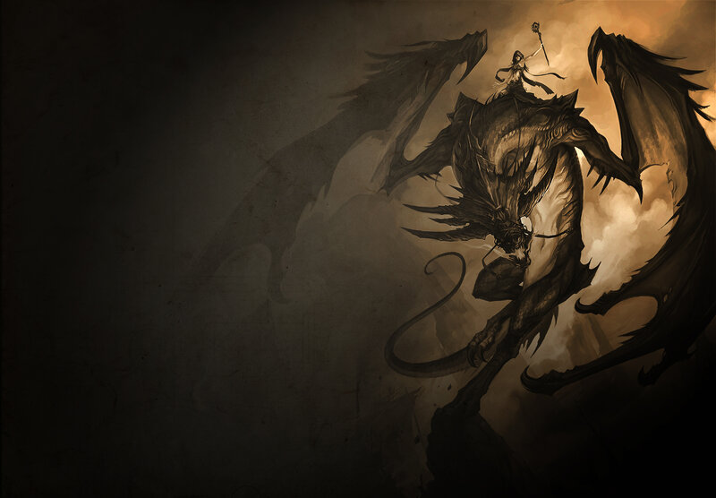 dragon rider in dark fantasy