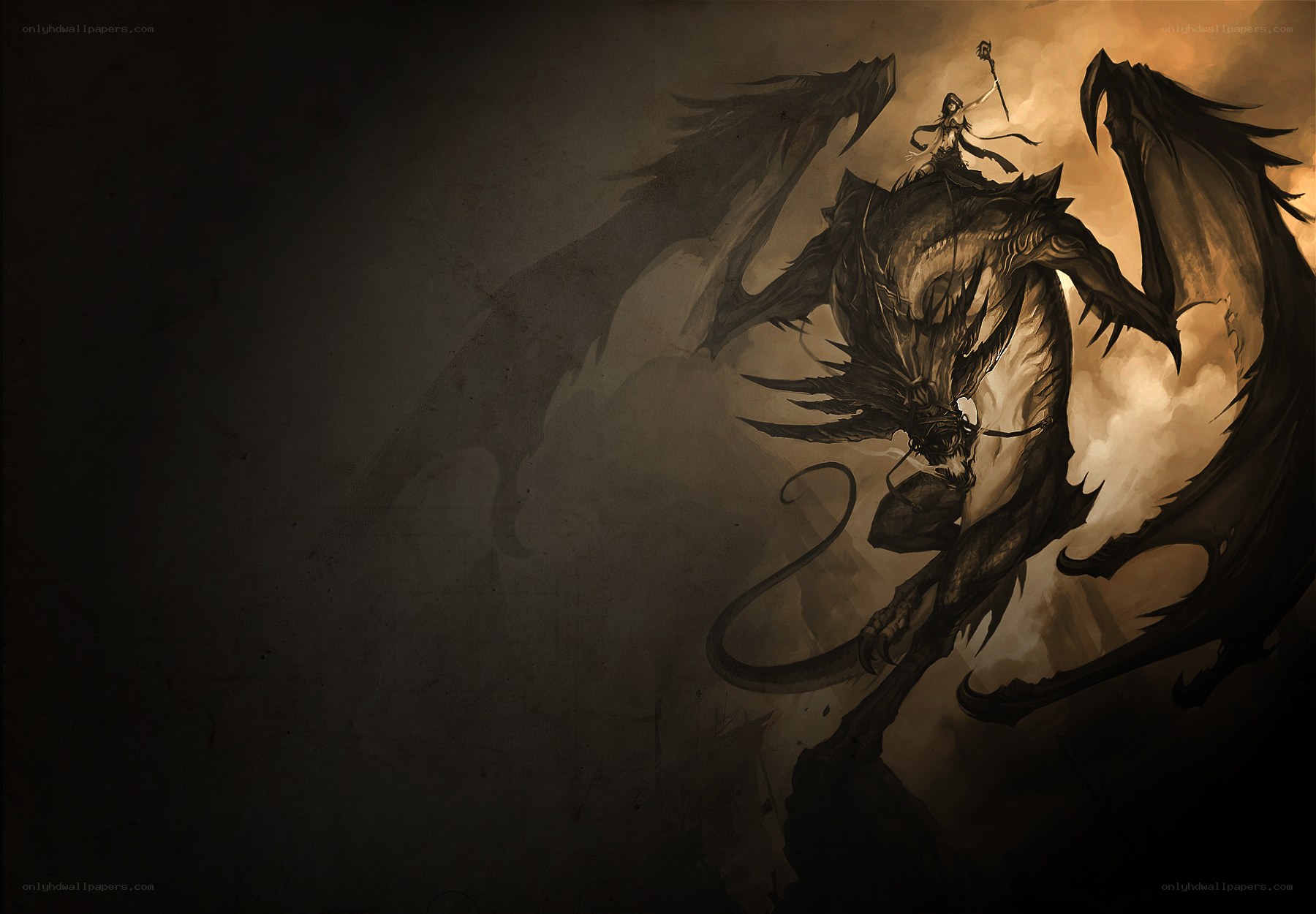 dragon rider in dark fantasy