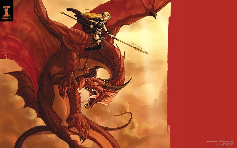 dragon rider in fiery sky