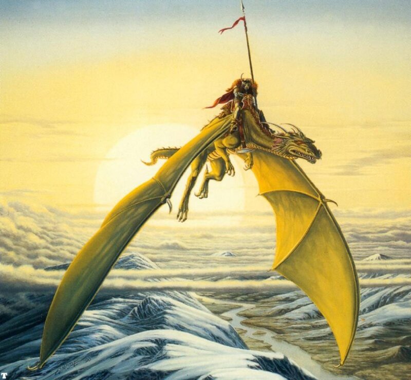 Dragon Rider in Flight — Yellow