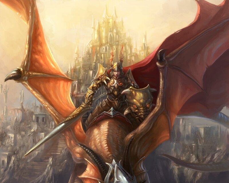 dragon rider in golden armor