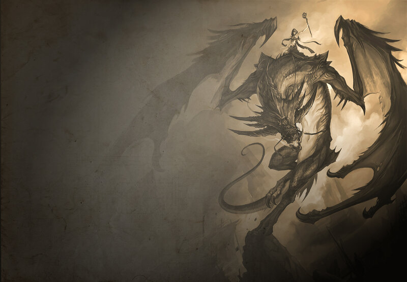 dragon rider in golden light