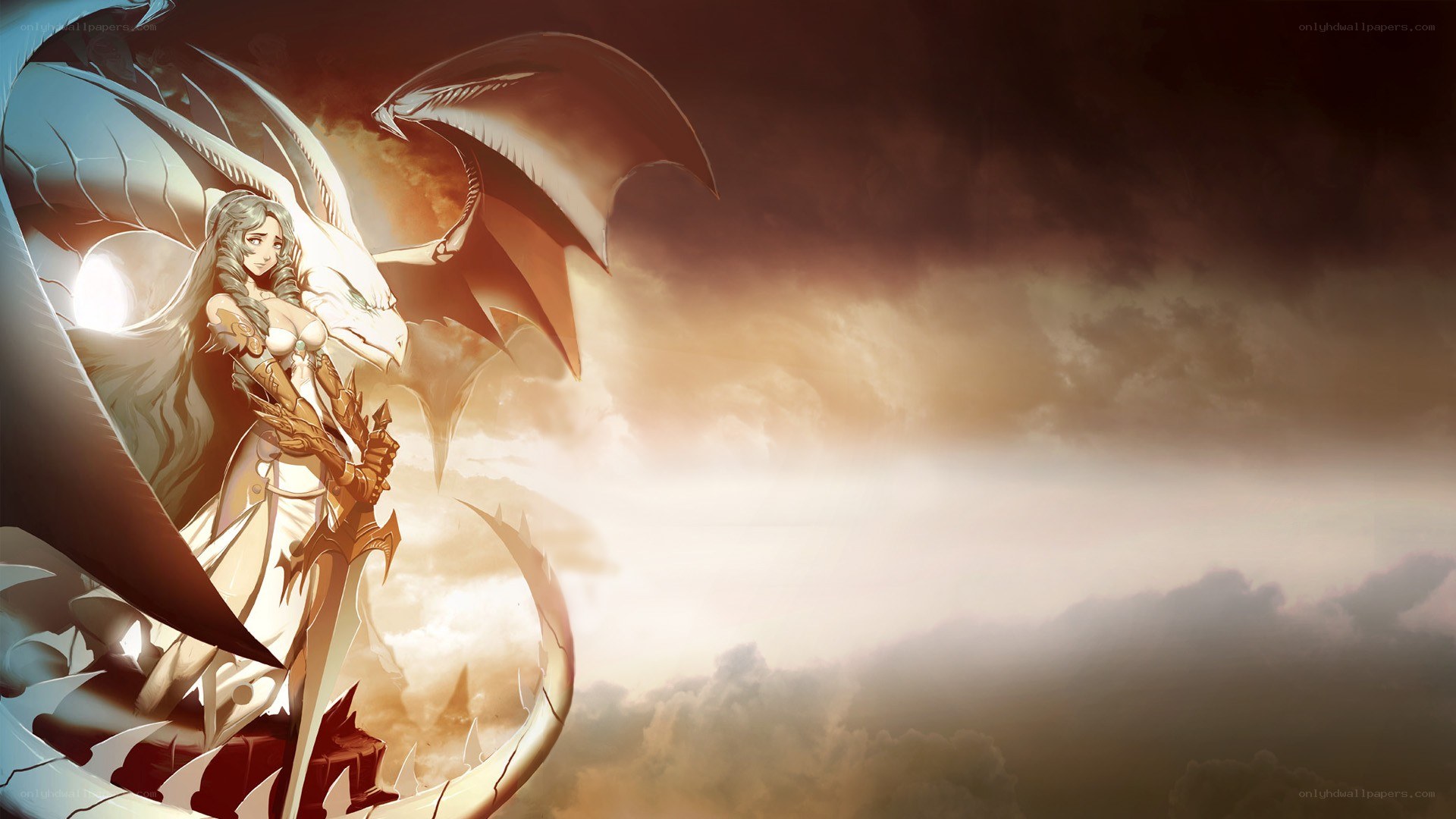 dragon rider in golden light