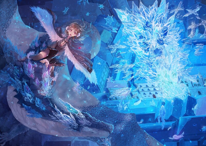 dragon rider in icy city
