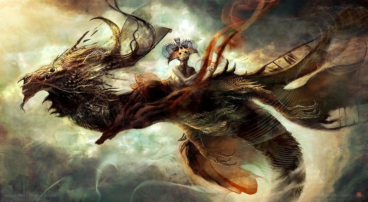 dragon rider in storm