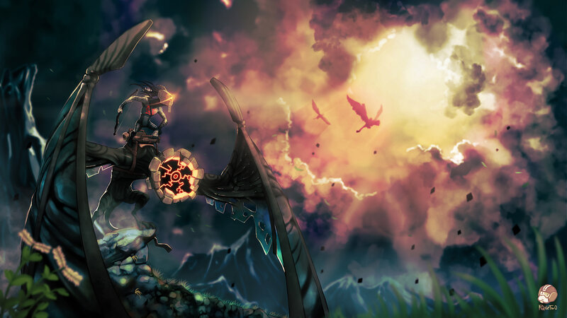 dragon rider in storm
