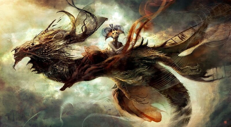 Dragon Rider in Storm — Brown