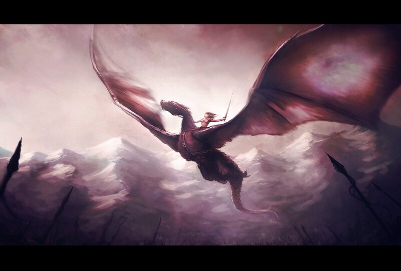 dragon rider in stormy sky