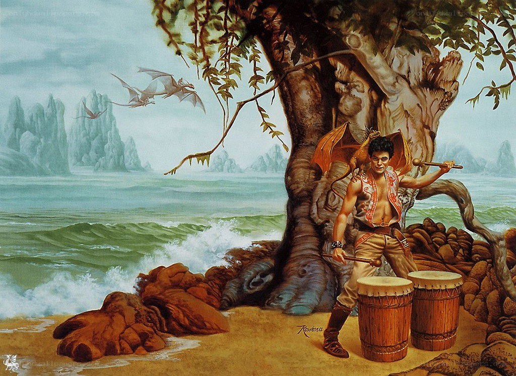 Dragon rider on a beach