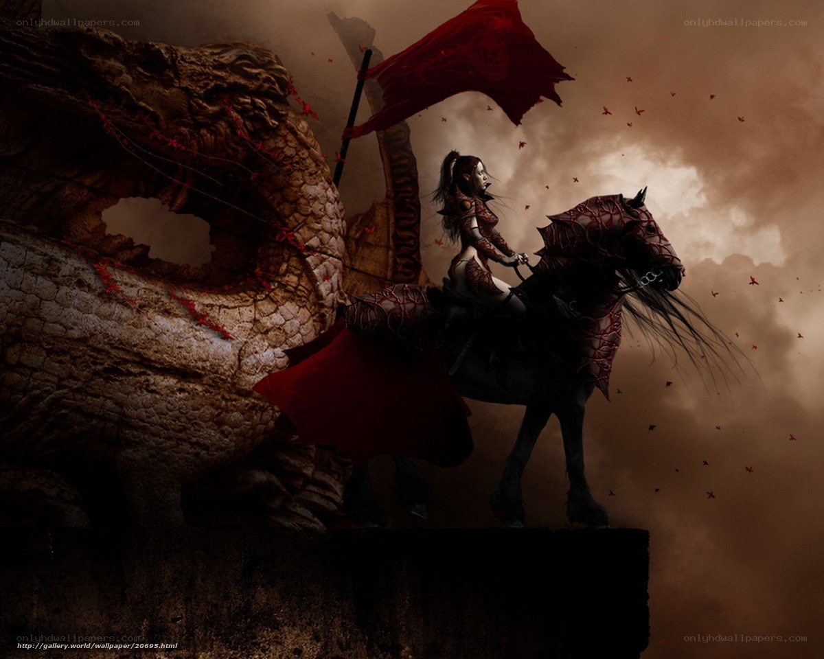 dragon rider on a dark horse