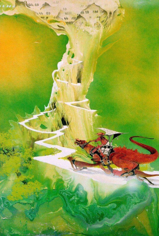 Dragon rider on a green cliff