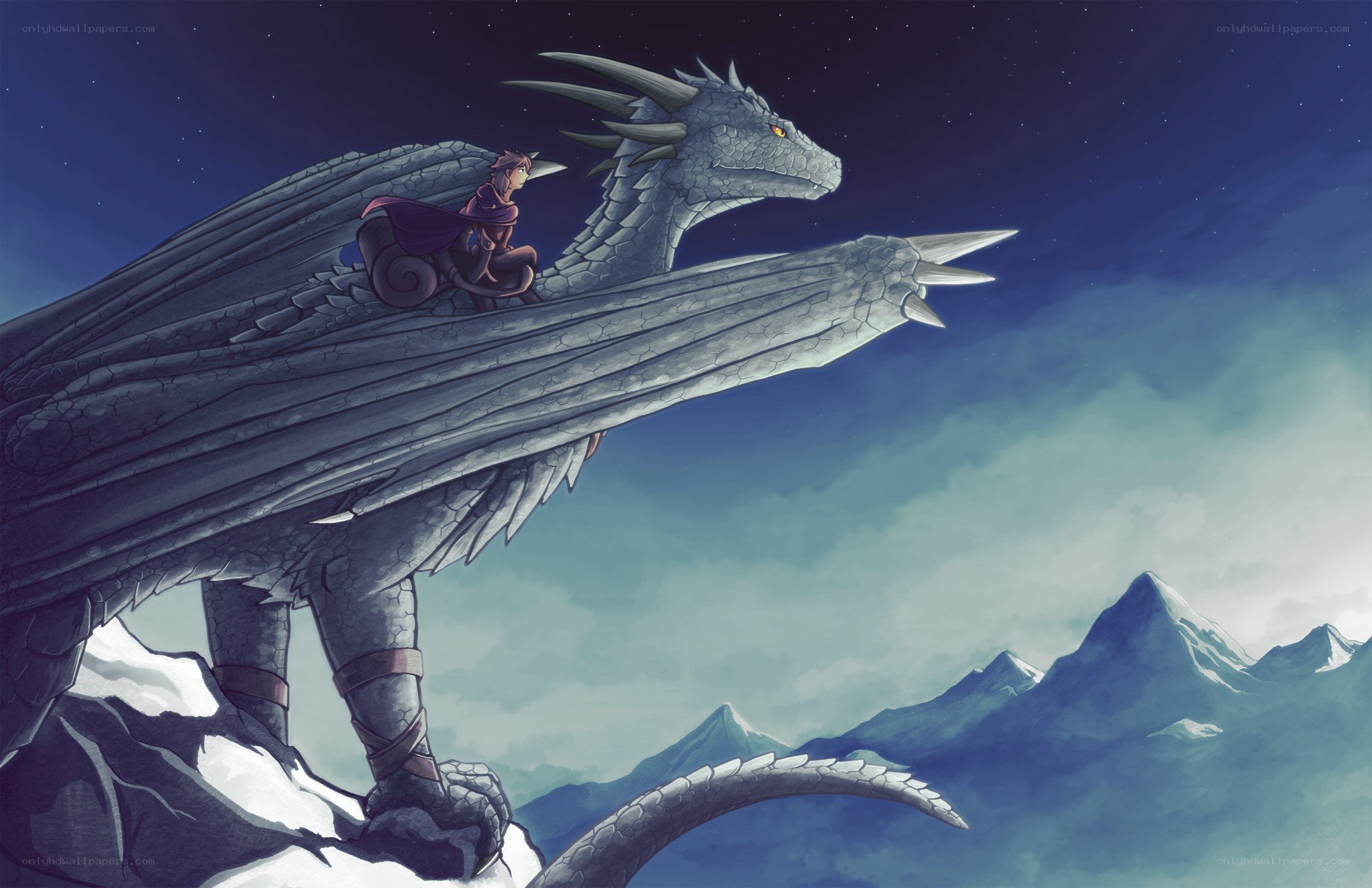 dragon rider on a mountain