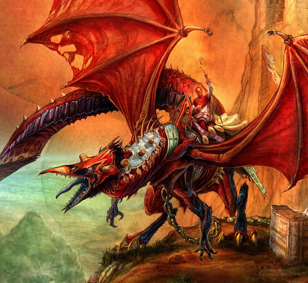 dragon rider on a red dragon
