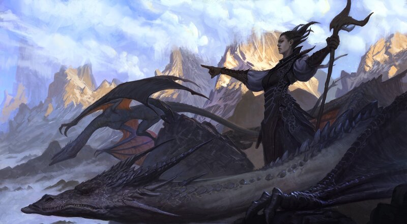 Dragon Rider on Mountain — Gray