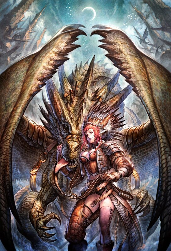 dragon rider with red-haired warrior