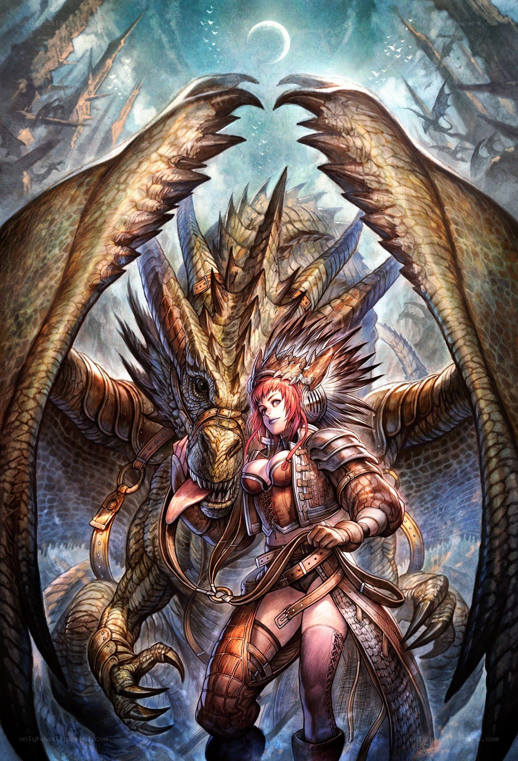 dragon rider with red-haired warrior