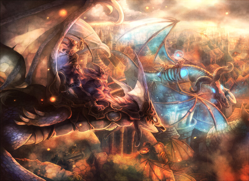 Dragon Riders in Battle — Orange