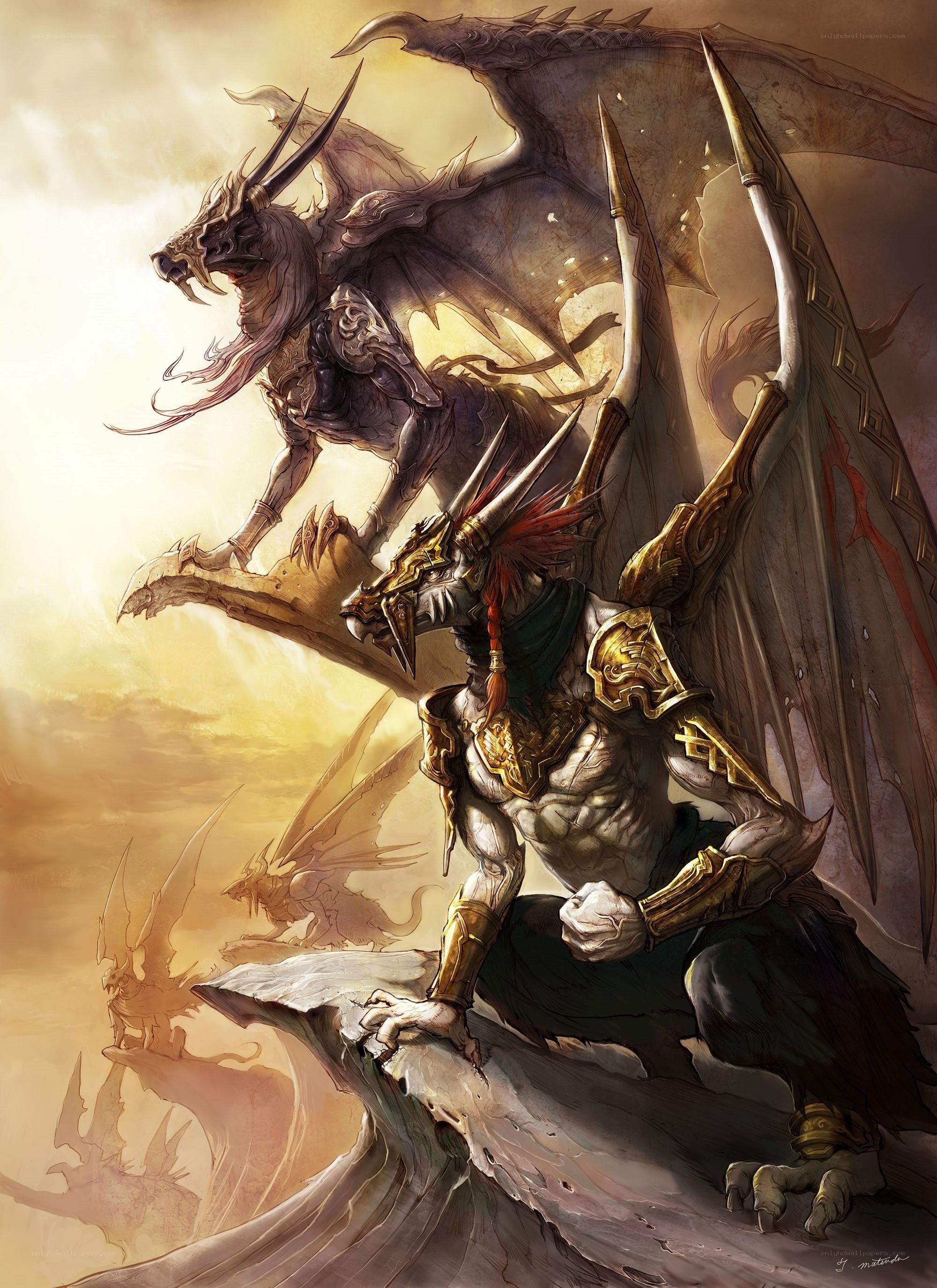 dragon riders on a cliff