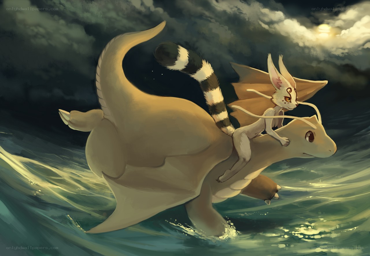 dragon riding a sea creature