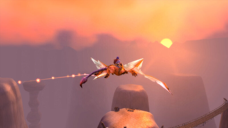 dragon riding at sunset