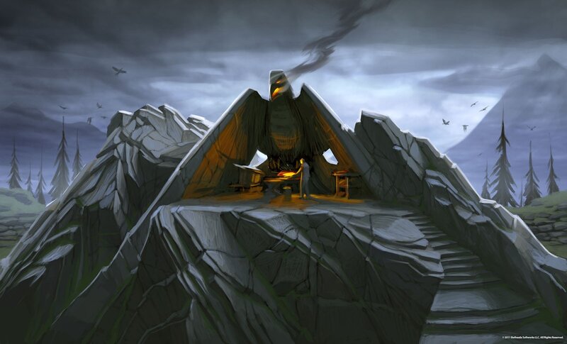 Dragon's forge on a mountain peak