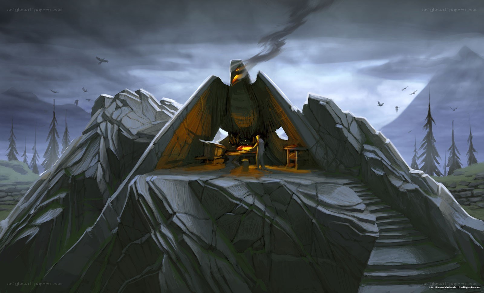 Dragon's forge on a mountain peak